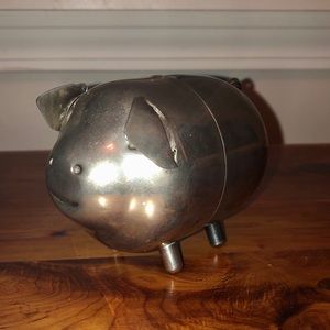 Piggy Bank Silver Metal Coin Vintage Antique